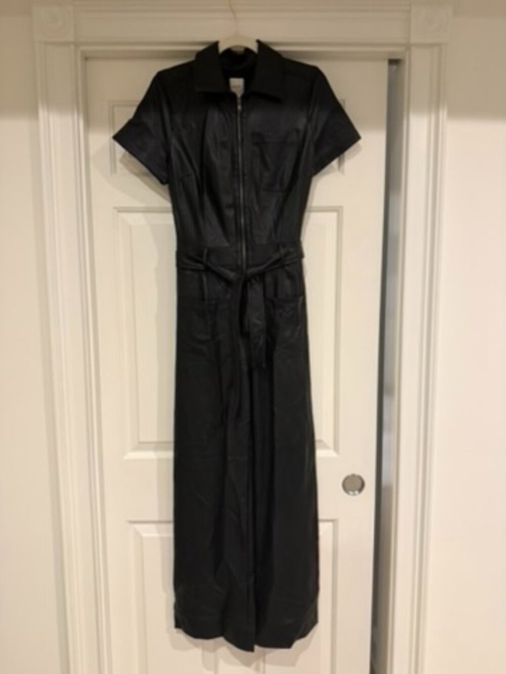 Anthropologie Maeve NWT Faux Leather Belted Maxi Shirtdress 6T